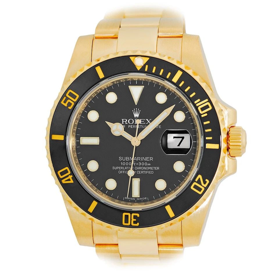 ROLEX 18K YELLOW GOLD 40MM SUBMARINER 116618LN BOX LIFETIME WARRANTY 2012 16618: ROLEX 18K YELLOW GOLD 40MM SUBMARINER 116618LN BOX WARRANTY 2019 ROLEX 18K Yellow Gold 40mm Submariner Date 116618LN Box Warranty Pre-Owned Gent's 18K Yellow Gold 40mm Rolex "Submariner" Brand: Rolex 