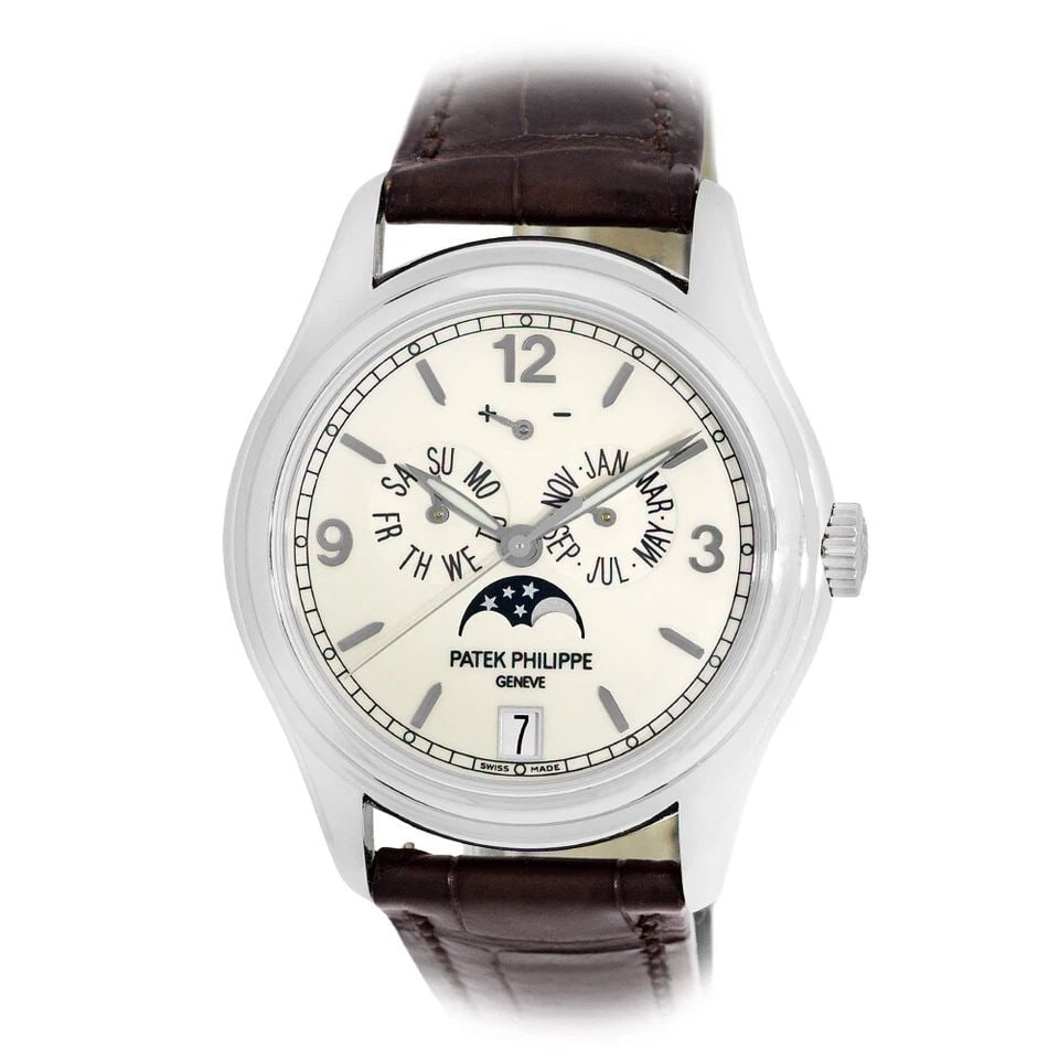 PATEK PHILIPPE 18K WHITE GOLD ANNUAL CALENDAR MOONPHASE 5146 BOX WARRANT MINTY (1 of 2)