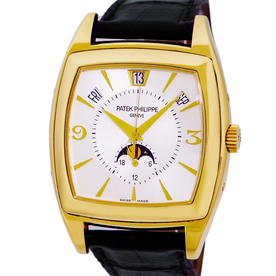 PATEK PHILIPPE 18K YELLOW GOLD GONDOLO ANNUAL CALENDAR 5135 MOON 2006 WARRANTY: PATEK PHILIPPE 18K YELLOW GOLD GONDOLO ANNUAL CALENDAR 5135 MOON 2008 WARRANTY PATEK PHILIPPE 18K Yellow Gold Gondolo Annual Calendar 5135 Moonphase Warranty Gent's 18K Yellow Gold Patek Philippe Ref 