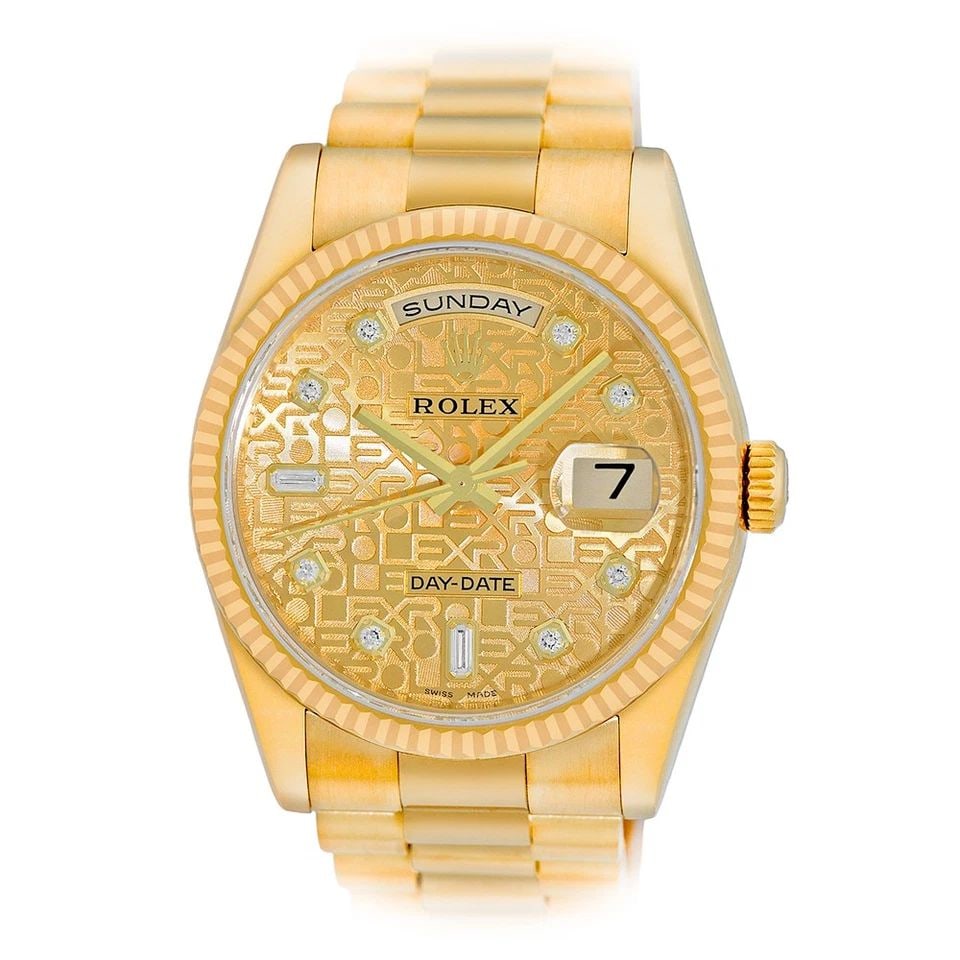 ROLEX 18K YELLOW GOLD 36MM DAY-DATE PRESIDENT 118238 BOX LIFETIME WARRANTY MINTY: ROLEX 18K YELLOW GOLD 36MM DAY-DATE PRESIDENT 118238 BOX LIFETIME WARRANTY MINTY BRAND: Rolex Model: Day-Date "President" Reference No: 118238 Case Measurements: Case Diameter: 36mm Case Thickness: 12