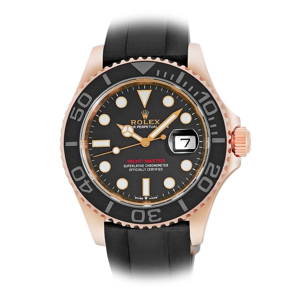 ROLEX 18K ROSE GOLD 40MM YACHT-MASTER 126655 BOX WARRANTY CARD 2020: ROLEX 18K ROSE GOLD 40MM YACHT-MASTER 126655 BOX WARRANTY CARD 2020 BRAND: Rolex Model: Yacht-Master Reference No: 126655 Case Measurements: Case Diameter: 40mm Case Thickness: 11.5mm Water Resistance