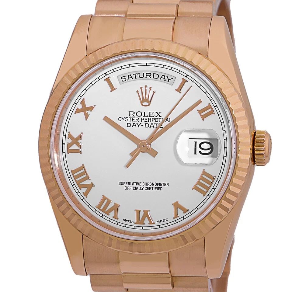 ROLEX 18K ROSE PINK GOLD 36MM DAY-DATE PRESIDENT 118235 WARRANTY BOX MINTY: ROLEX 18K ROSE PINK GOLD 36MM DAY-DATE PRESIDENT 118235 WARRANTY BOX MINTY Brand: Rolex Model: Day-Date Reference No: 118235 Case Measurements: Case Diameter: 36mm Case Thickness: 12mm Water Resistanc