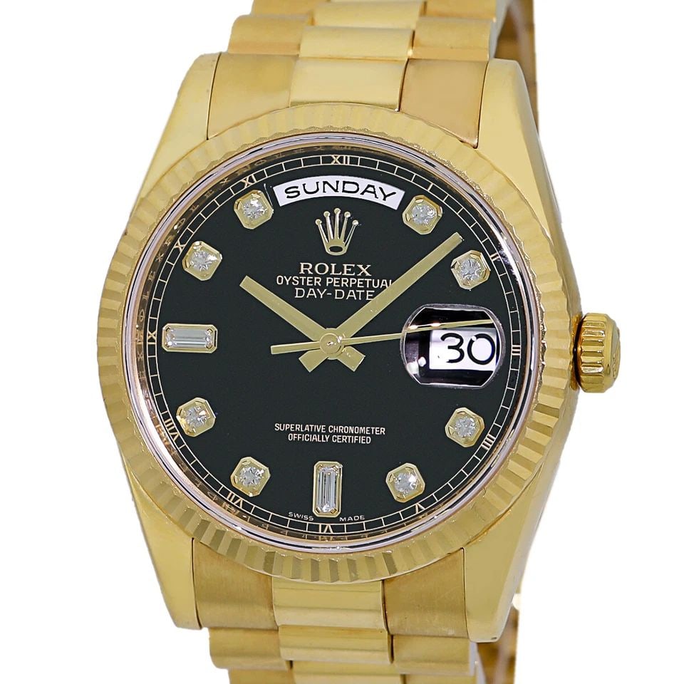 ROLEX 18K YELLOW GOLD 36MM ROLEX DAY DATE PRESIDENT 118238 BOX WARRANTY MINTY: ROLEX 18K YELLOW GOLD 36MM ROLEX DAY DATE PRESIDENT 118238 BOX WARRANTY MINTY ROLEX 18K Yellow Gold 36mm Rolex Day-Date "President" 118238 Box Warranty MINTY Certified Pre-Owned Gent's 18K Yellow Gold