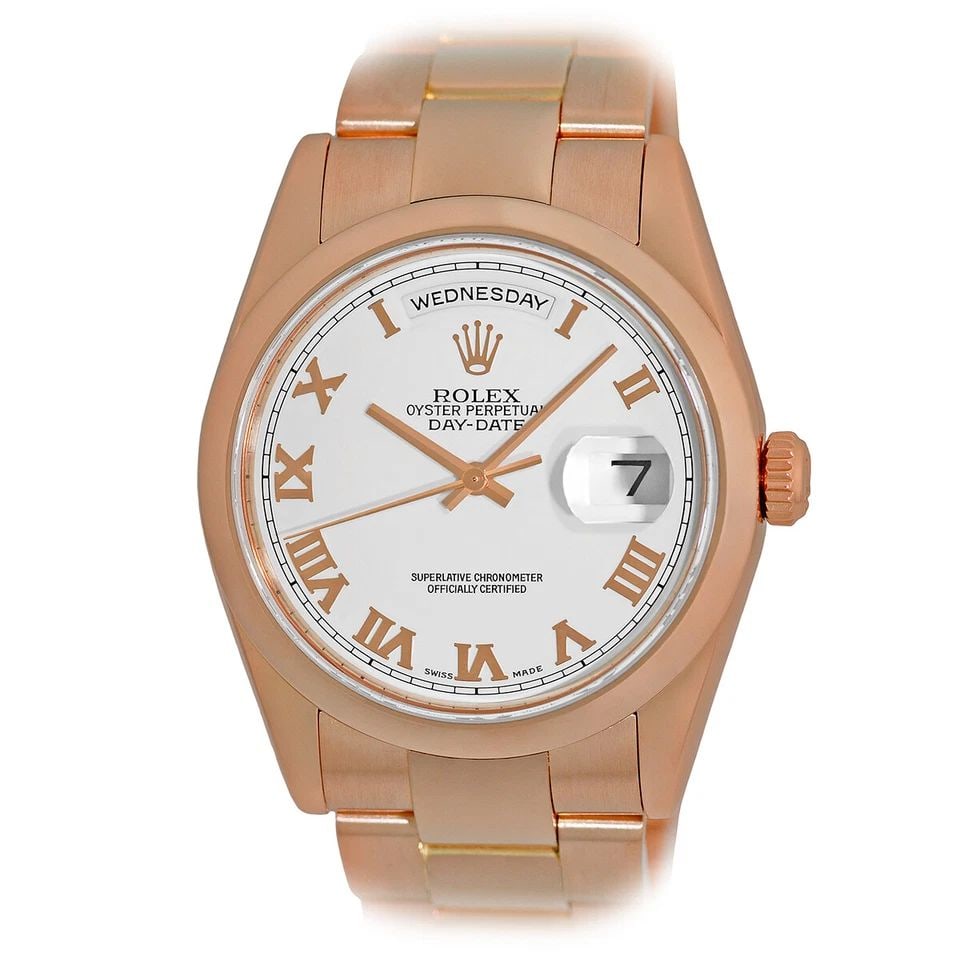 ROLEX 18K ROSE PINK GOLD 36MM DAY DATE PRESIDENT 118205 BOX WARRANTY MINTY (1 of 2)