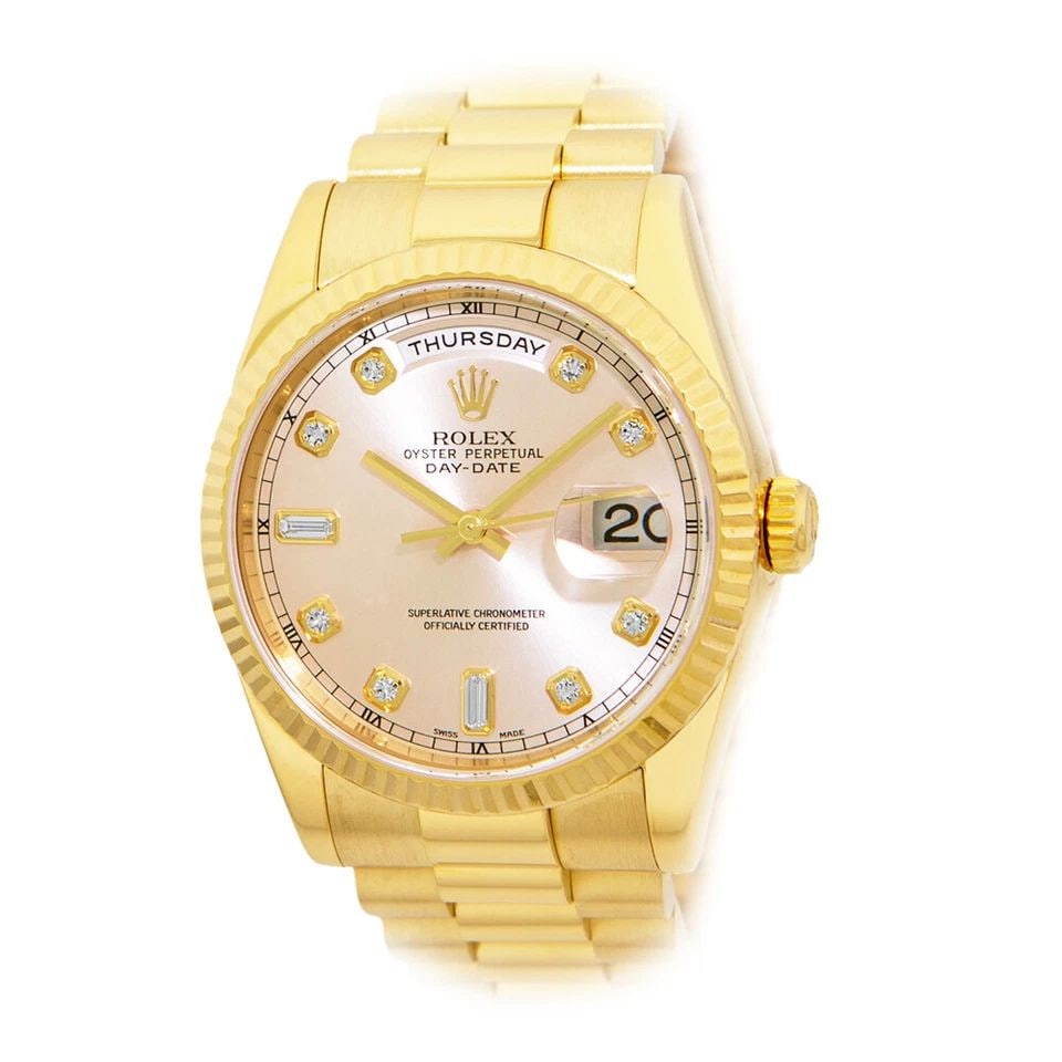 ROLEX 18K YELLOW GOLD 36MM DAY DATE PRESIDENT 118238 FACTORY DIAMONDBOXWARRANTY (1 of 2)