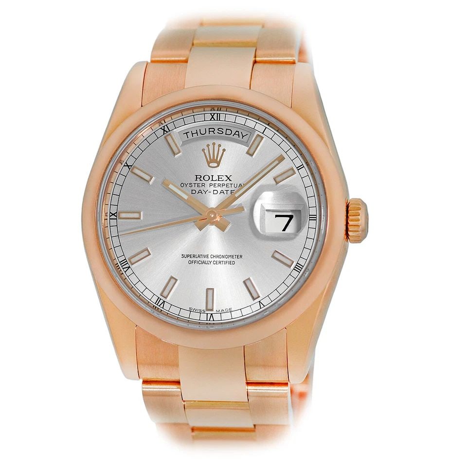 ROLEX 18K ROSE PINK GOLD 36MM DAY DATE PRESIDENT 118205 BOX WARRANTY MINTY (1 of 2)