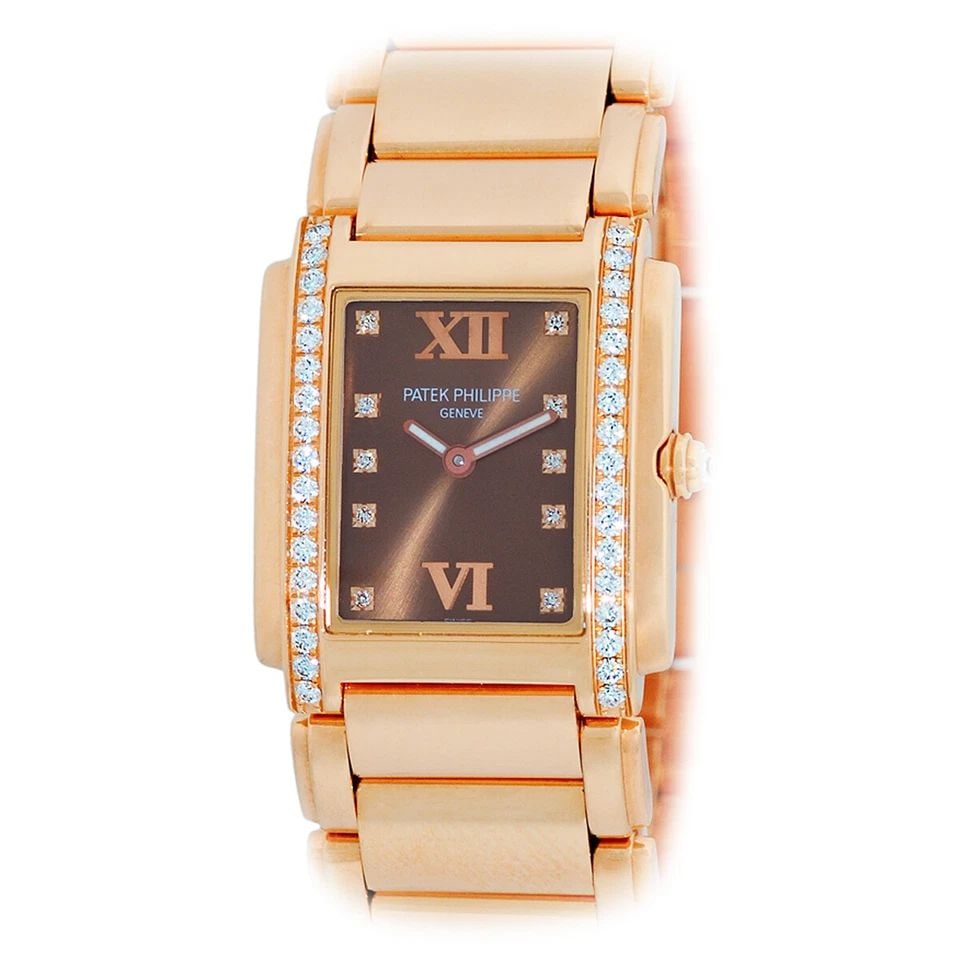 PATEK PHILIPPE 18K ROSE GOLD DIAMOND TWENTY FOUR 4910/11R BOX WARRANTY MINTY (1 of 2)