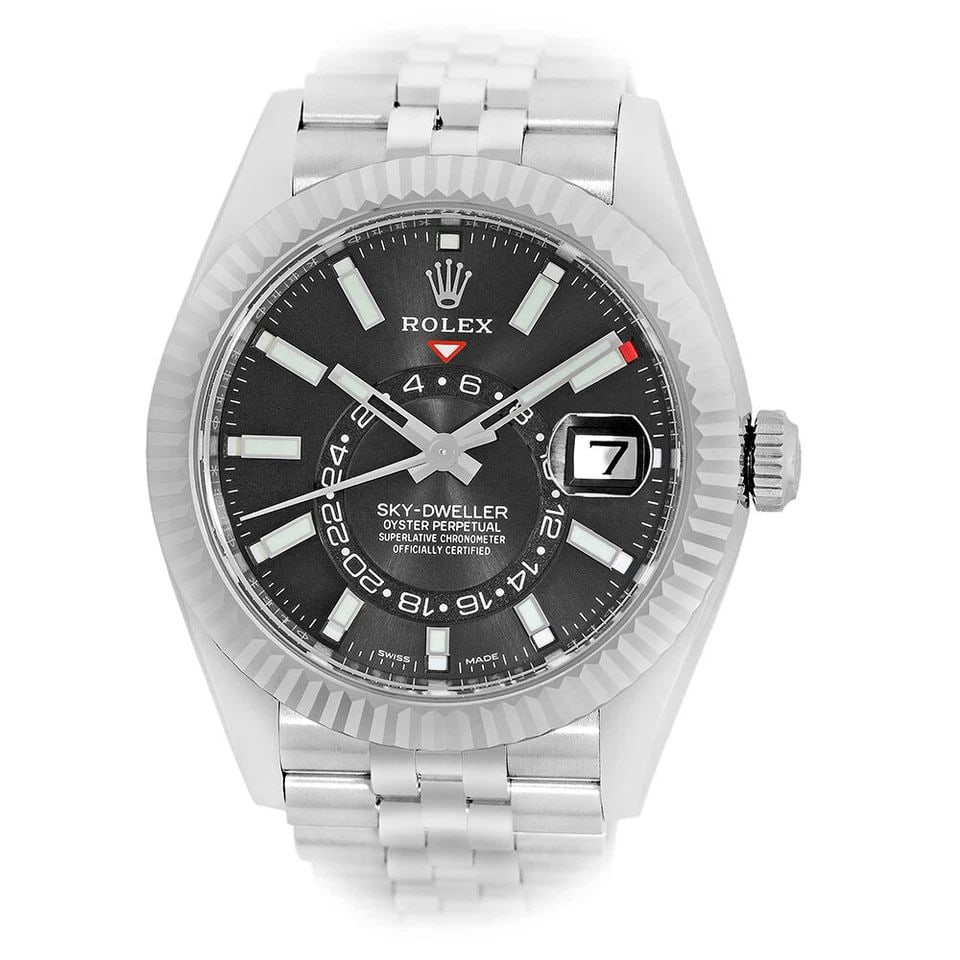 ROLEX STEEL & 18K WHITE GOLD 42MM SKY-DWELLER 326934 WARRANTY 2023 BOX NEW: ROLEX STEEL & 18K WHITE GOLD 42MM SKY-DWELLER 326934 WARRANTY 2023 BOX NEW ROLEX Stainless Steel 42mm Sky-Dweller 326934 Box UNWORN NEW UNWORN Gent's Stainless Steel 42mm Rolex "Sky-Dweller" Brand: Ro