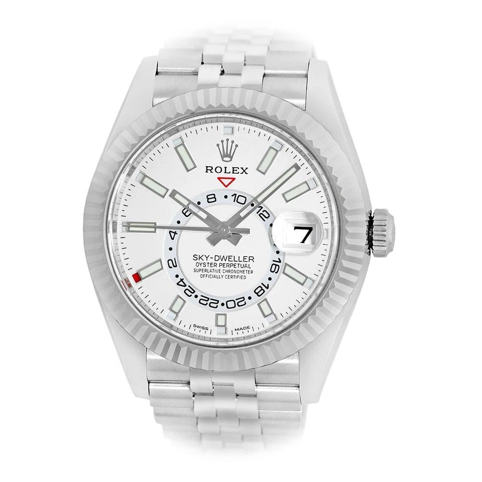 ROLEX STAINLESS STEEL 42MM SKY-DWELLER 326934 WARRANTY 2022 BOX MINTY: ROLEX STAINLESS STEEL 42MM SKY-DWELLER 326934 WARRANTY 2022 BOX MINTY Capeytown Certified Pre-Owned ROLEX Stainless Steel 42mm Sky-Dweller 326934 Box 2022 Pre-Owned Gent's Stainless Steel 42mm Rolex "