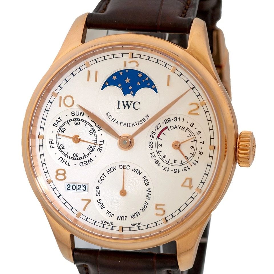 IWC 18K ROSE GOLD 44MM PORTUGUESE PERPETUAL CALENDAR IW5023-06 BOX WARRANTY (1 of 2)