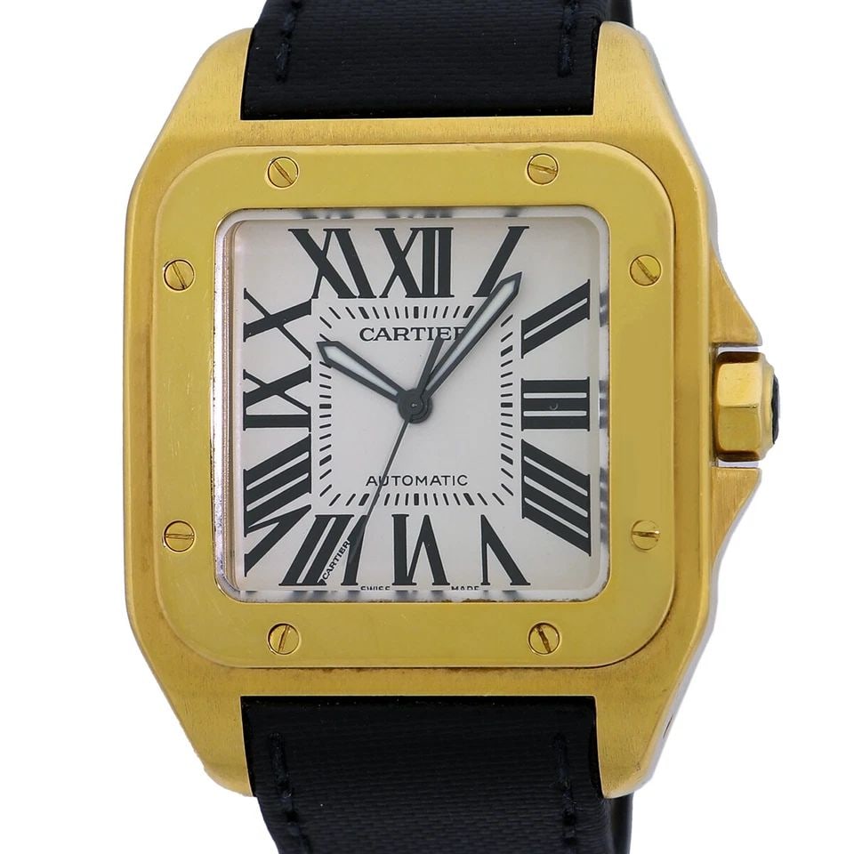 CARTIER LARGE 18K YELLOW GOLD 2657 SANTOS 100 XL BOX WARRANTY MINTY (1 of 2)