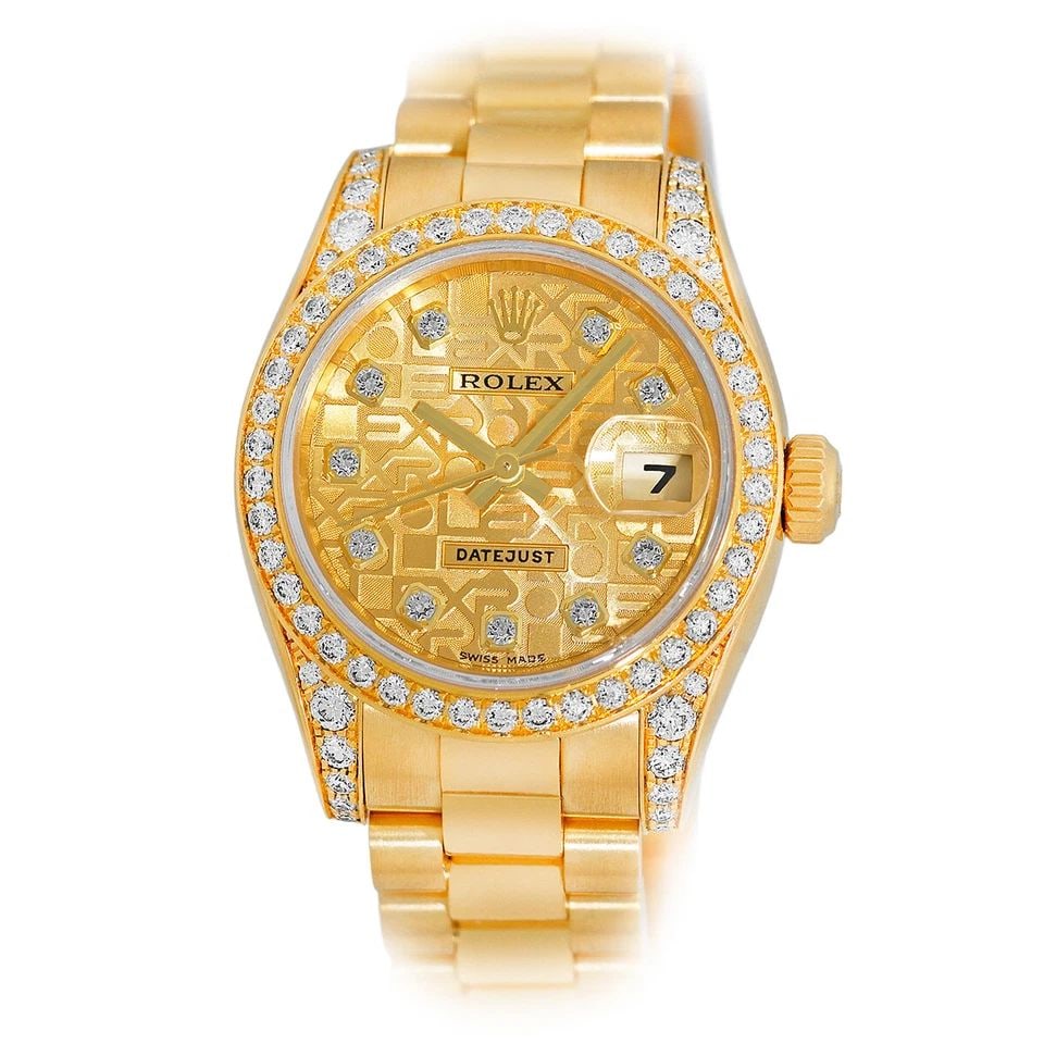 ROLEX LADY 18K YELLOW GOLD 26MM FACTORY DIAMOND PRESIDENT 179158 BOX WARRANTY: ROLEX LADY 18K YELLOW GOLD 26MM FACTORY DIAMOND PRESIDENT 179158 BOX WARRANTY ROLEX Lady's 18K Yellow Gold 26mm Factory Diamond President 179158 Box Warranty Pre-Owned Lady's 18K Yellow Gold 26mm Role