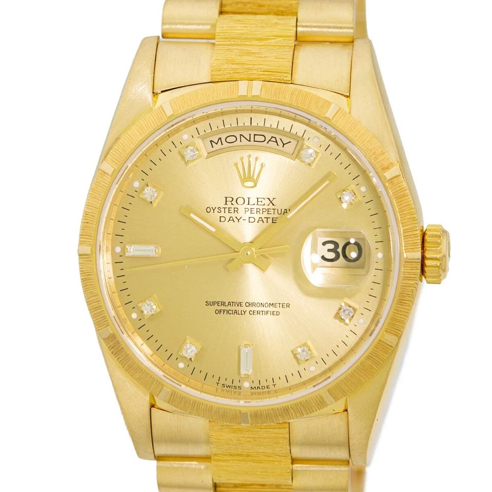 ROLEX 18K YELLOW GOLD 36MM BARK FINISH DAY-DATE PRESIDENT 18248 BOX WARRANTY (1 of 2)