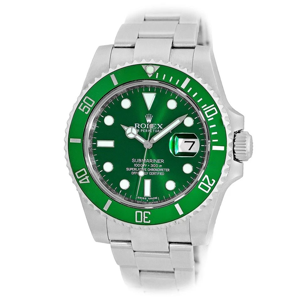 ROLEX STAINLESS STEEL 40MM GREEN HULK SUBMARINER 116610LV BOX WARRANTY 2016: ROLEX STEEL 40MM GREEN HULK SUBMARINER DATE 116610LV BOX WARRANTY 2015 MINTY ROLEX Stainless Steel 40mm Green Hulk Submariner Date 116610LV Box Warranty 2015 MINTY Pre-Owned Gent's Stainless Steel 40m
