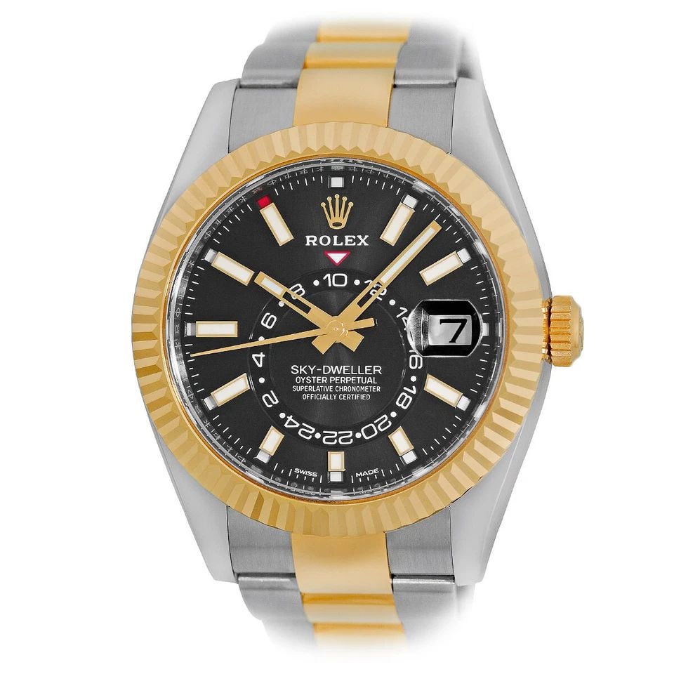 ROLEX STAINLESS STEEL & 18K YELLOW GOLD 42MM SKYDWELLER 326933 BOX WARRANTY 2022: ROLEX STAINLESS STEEL & 18K YELLOW GOLD 42MM SKYDWELLER 326933 BOX WARRANTY 2022 ROLEX Stainless Steel & 18K Yellow Gold 42mm Sky-Dweller 326933 Warranty 2022 Pre-Owned Gent's Stainless Steel & 18K Ye