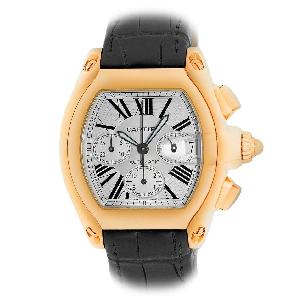 CARTIER 18K YELLOW GOLD ROADSTER CHRONOGRAPH W62021Y3 BOX LIFETIME WARRANTY (1 of 2)