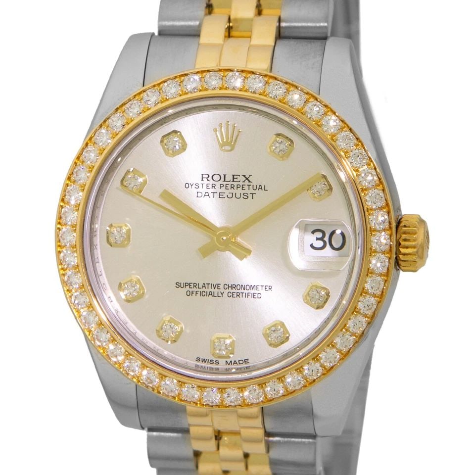 ROLEX STEEL & 18K YELLOW GOLD 31MM DIAMOND DATEJUST 178383 BOX WARANTY 2015: ROLEX STEEL & 18K YELLOW GOLD 31MM DIAMOND DATEJUST 178383 BOX WARANTY 2015 ROLEX Stainless Steel & 18K Yellow Gold 31mm Datejust Factory Diamond 178383 Box Waranty Pre-Owned Stainless Steel and 18K Y