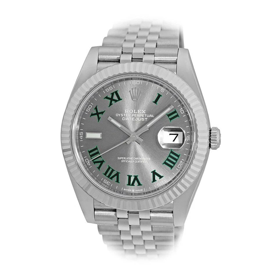 ROLEX STAINLESS STEEL 41MM ROLEX WIMBLEDON DATEJUST 41 126334 WARRANTY BOX NEW (1 of 2)