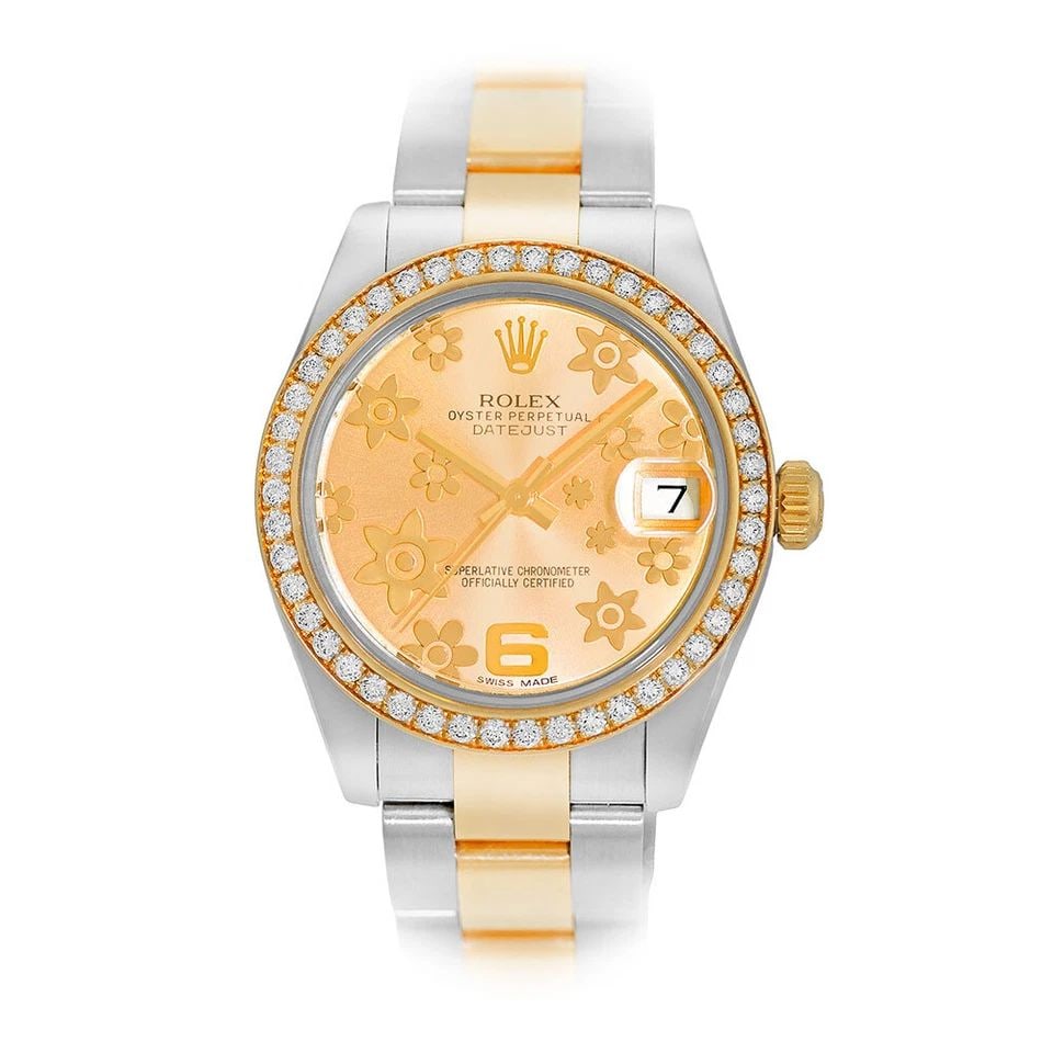 ROLEX STAINLESS STEEL & 18K YELLOW GOLD 31MM DATEJUST FLORAL 178383 BOX WARANTY: ROLEX STAINLESS STEEL & 18K YELLOW GOLD 31MM DATEJUST FLORAL 178383 BOX WARANTY ROLEX Stainless Steel & 18K Yellow Gold 31mm Datejust Floral 178383 Box Waranty Pre-Owned Stainless Steel and 18K Yellow
