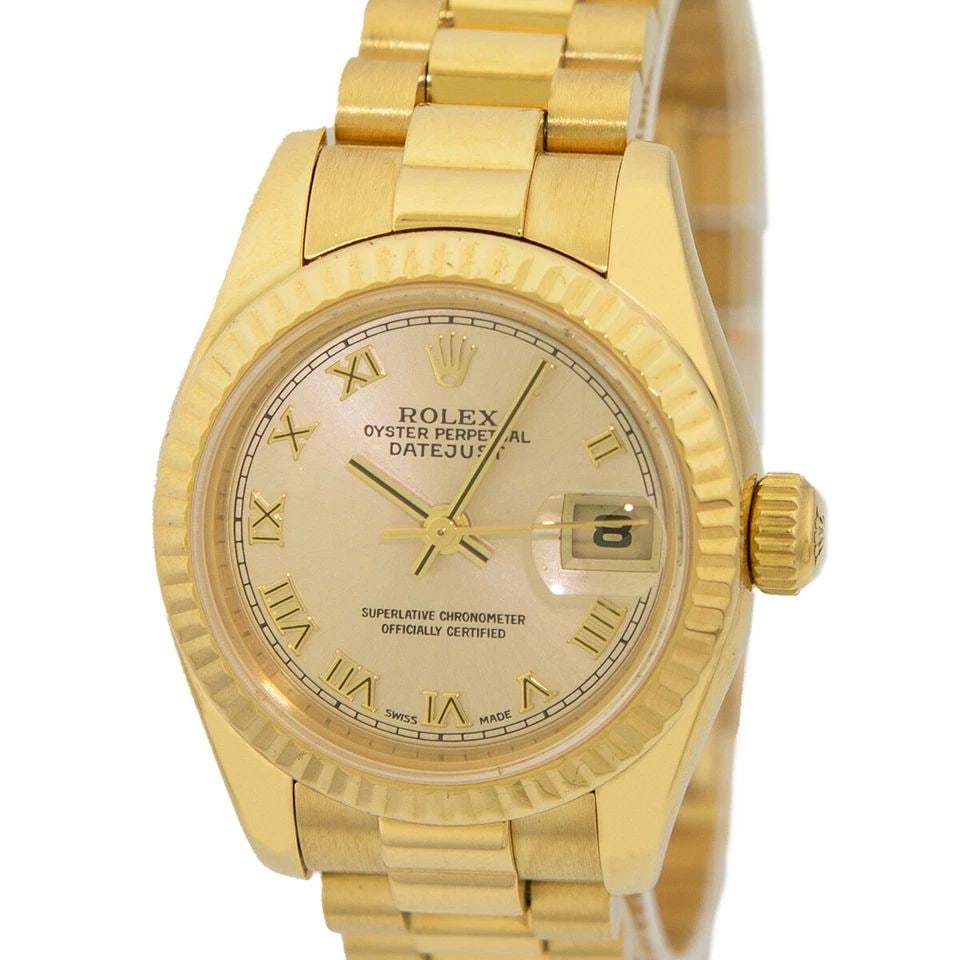 ROLEX LADY 18K YELLOW GOLD 26MM PRESIDENT DATEJUST 179178 BOX WARRANTY MINTY (1 of 2)