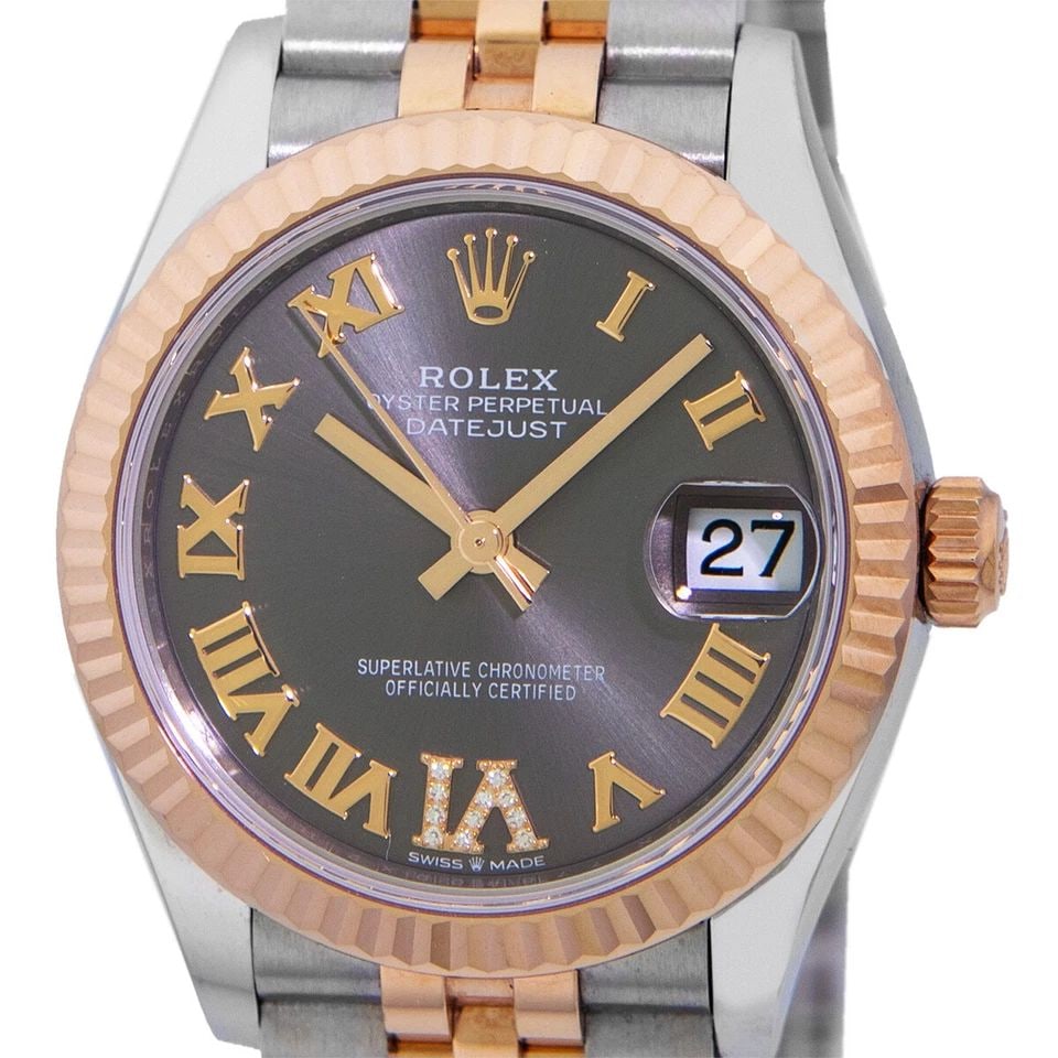 ROLEX STEEL & 18K ROSE GOLD 31MM DATEJUST 278271 DIAMOND DIAL WARRANTY 2020 BOX: ROLEX STEEL & 18K ROSE GOLD 31MM DATEJUST 278271 DIAMOND DIAL WARRANTY 2020 BOX ROLEX Stainless Steel & 18K Rose Gold 31mm "Datejust" #278271 Warranty Midsize Stainless Steel & 18K Rose Gold 31mm Role
