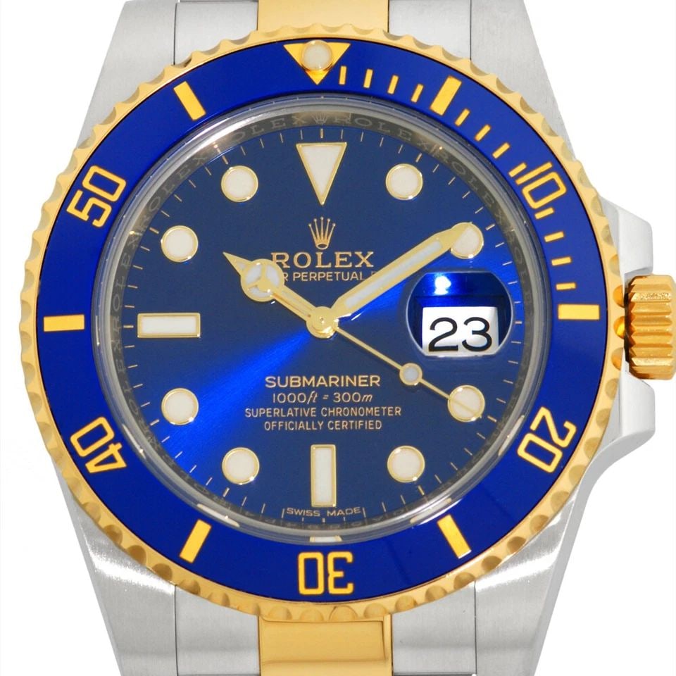 ROLEX 40MM STEEL & 18K YELLOW GOLD SUBMARINER CERAMIC BLUE 116613 BOX WARRANTY: ROLEX 40MM STEEL & 18K YELLOW GOLD SUBMARINER CERAMIC BLUE 116613 BOX WARRANTY ROLEX Stainless Steel &18K Yellow Gold 40mm Submariner 116613 Box Warranty MINTY Pre-Owned Gent's Stainless Steel & 18K Y
