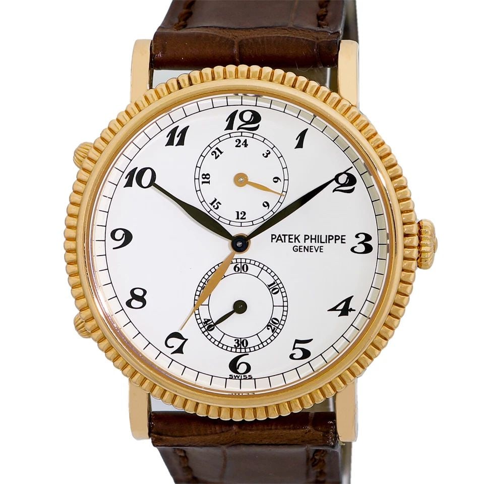 PATEK PHILIPPE 18K ROSE GOLD 34MM CALATRAVA DUAL TRAVEL TIME 5034R BOX WARRANTY (1 of 2)