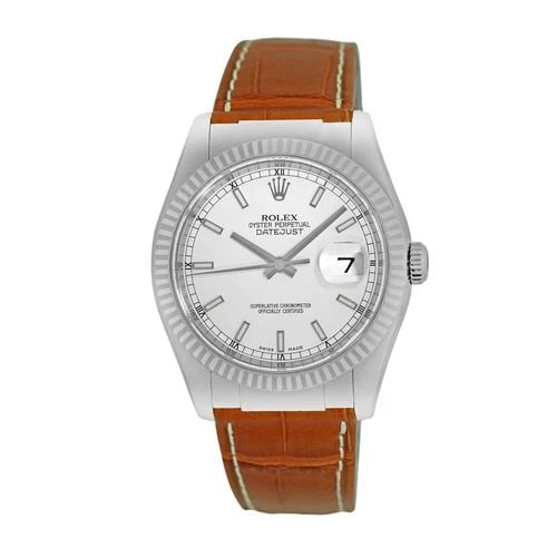 ROLEX 18K WHITE GOLD 36MM DATEJUST WARRANTY BOX 116139 (1 of 1)