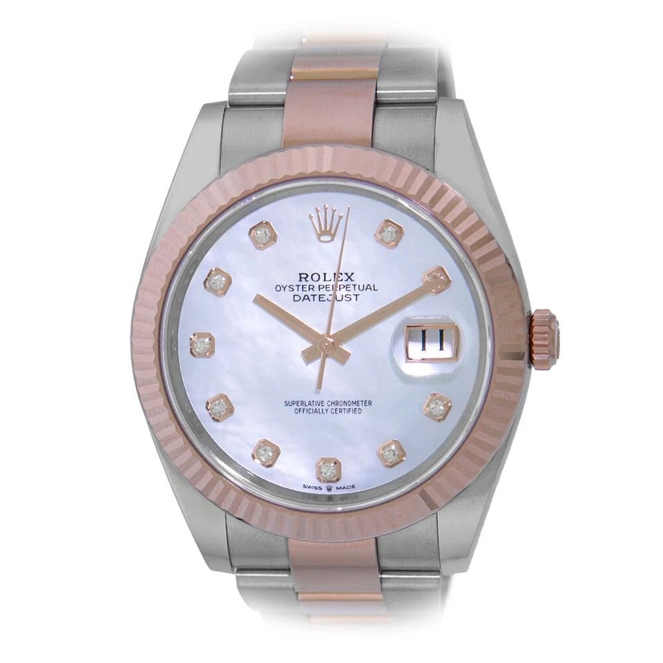 ROLEX STAINLESS STEEL AND 18K ROSE GOLD 41MM DATEJUST 126331 BOX WARRANTY: ROLEX STAINLESS STEEL 18K ROSE GOLD 41MM DATEJUST 126331 BOX WARRANTY ROLEX Stainless Steel & 18K Rose Gold 41mm "Datejust 41" 126331 Box Warranty Pre-Owned Gent's Stainless Steel & 18K Rose Gold 41mm