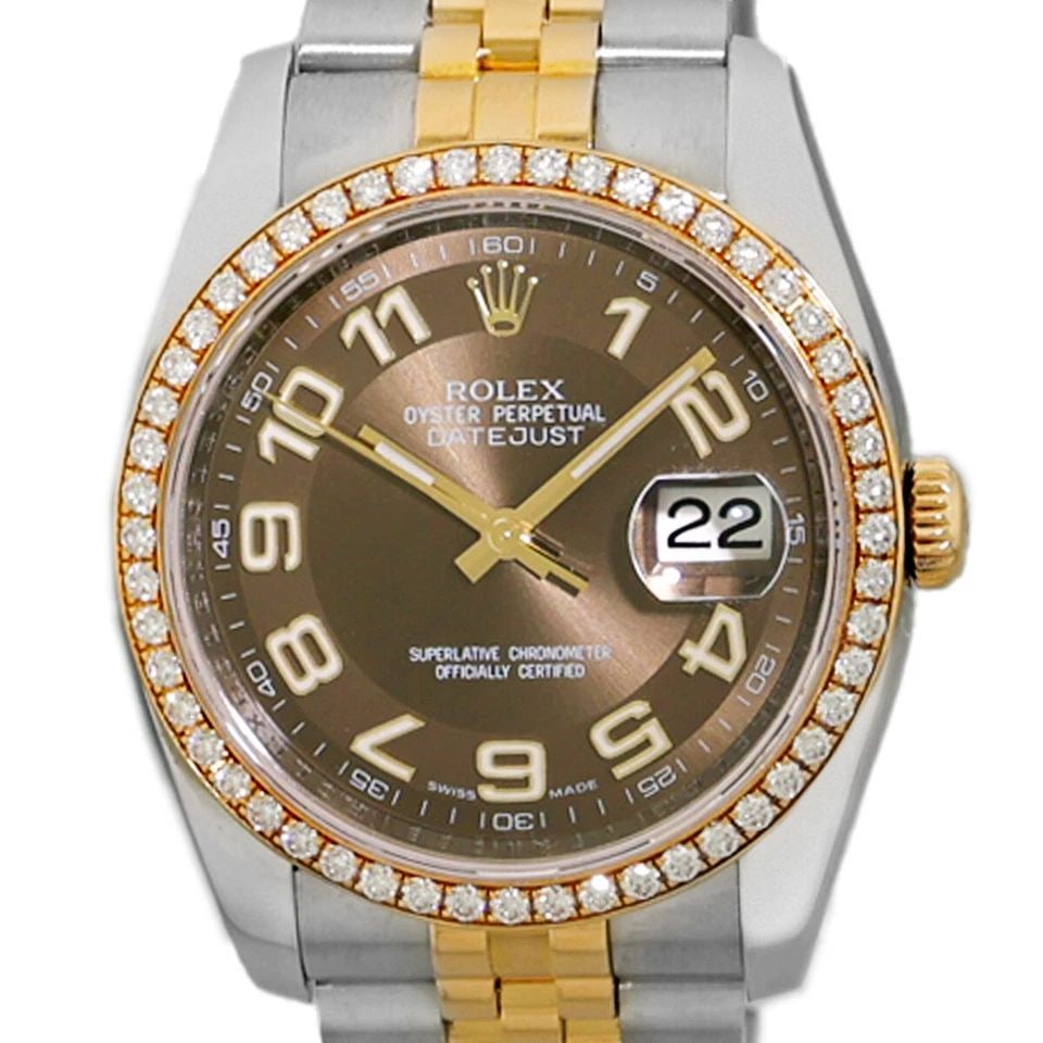 ROLEX STAINLESS STEEL 18K YELLOW GOLD 36MM FACTORY DIAMOND DATEJUST 116243 BOX: ROLEX STAINLESS STEEL 18K YELLOW GOLD 36MM FACTORY DIAMOND DATEJUST 116243 BOX ROLEX Stainless Steel 18K Yellow Gold 36mm Factory Diamond Datejust 116243 Box Warranty Gent's Stainless Steel & 18K Yell