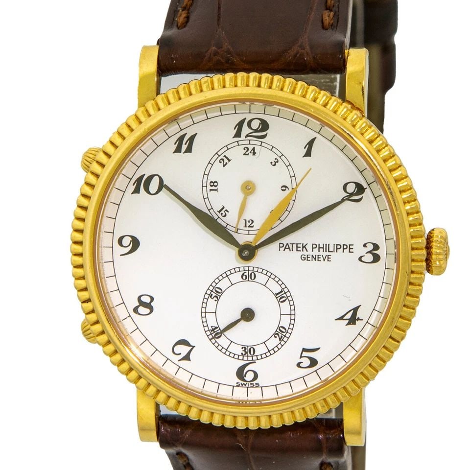 PATEK PHILIPPE 18K YELLOW GOLD 34MM CALATRAVA TRAVEL TIME 5034 J BOX WARRANTY (1 of 2)