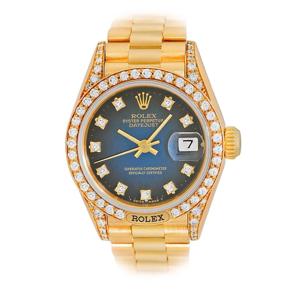 ROLEX LADY'S 18K YELLOW GOLD 26MM DIAMOND PRESIDENT 69158 BOX WARRANTY MINTY: ROLEX LADY'S 18K YELLOW GOLD 26MM PRESIDENT 69158 BOX WARRANTY MINTY ROLEX Lady Crown Collection 18K Yellow Gold 26mm Factory Diamond President 69158 Box Warranty Pre-Owned Lady's 18K Yellow Gold 26mm