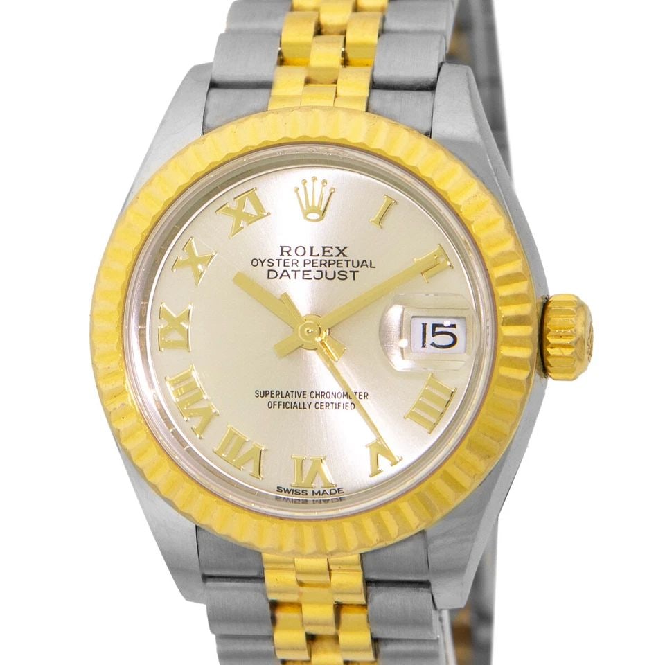 ROLEX STEEL & 18K YELLOW GOLD 28MM DATEJUST 279173 SILVER BOX LIFETIME WARRANTY: ROLEX STEEL & 18K YELLOW GOLD 28MM DATEJUST 279173 SILVER BOX LIFETIME WARRANTY ROLEX Steel & 18K Yellow Gold 28mm Datejust Box Warranty 279173 Pre-Owned Lady's Stainless Steel & 18K Yellow Gold 28mm 
