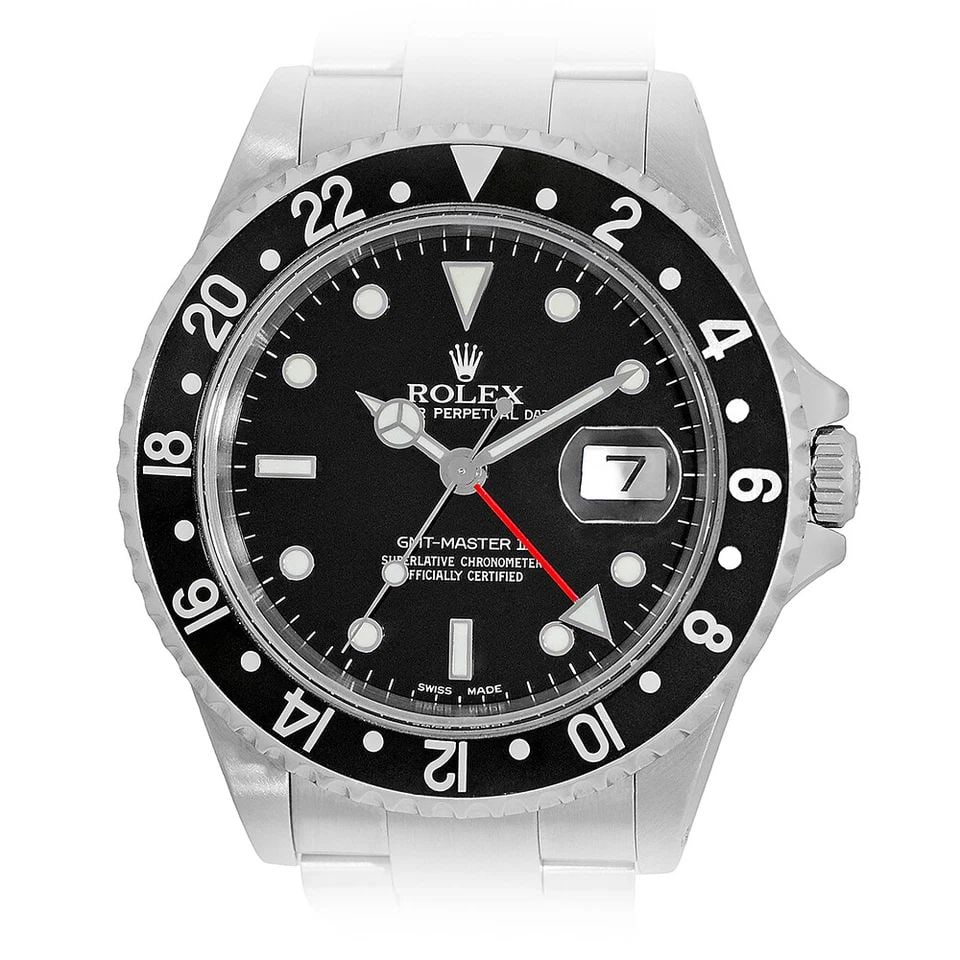ROLEX STAINLESS STEEL GMT MASTER II BLACK BEZEL 40MM 16710 BOX WARRANTY MINTY: ROLEX STAINLESS STEEL GMT MASTER II BLACK BEZEL 40MM 16710 BOX WARRANTY MINTY ROLEX Stainless Steel GMT Master II Black Bezel 40mm 16710 Box Warranty Certified Pre-Owned Gent's Stainless Steel Rolex "