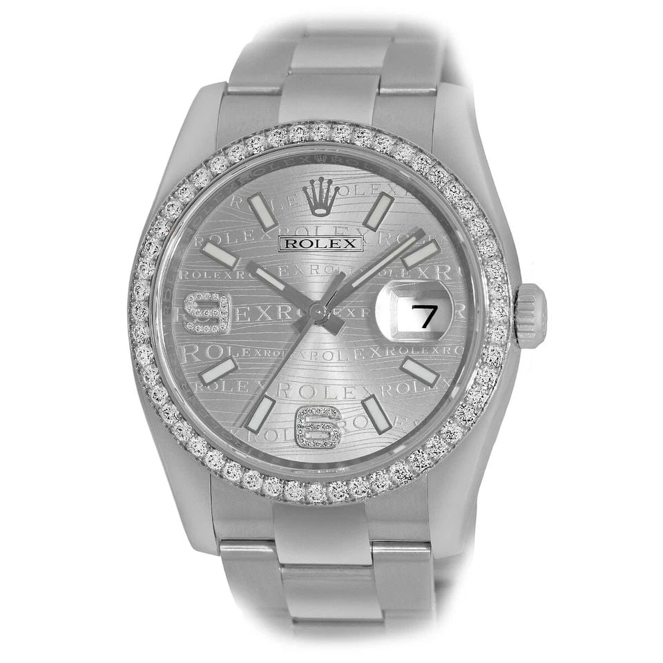 ROLEX STAINLESS STEEL 36MM FACTORY DIAMOND 116244 DATEJUST BOX WARRANTY MINTY: ROLEX STAINLESS STEEL 36MM FACTORY DIAMOND 116244 DATEJUST BOX WARRANTY MINTY ROLEX Stainless Steel 36mm Factory Diamond Oyster Datejust 116244 Pre-Owned Gent's Stainless Steel 36mm Rolex Factory Diam