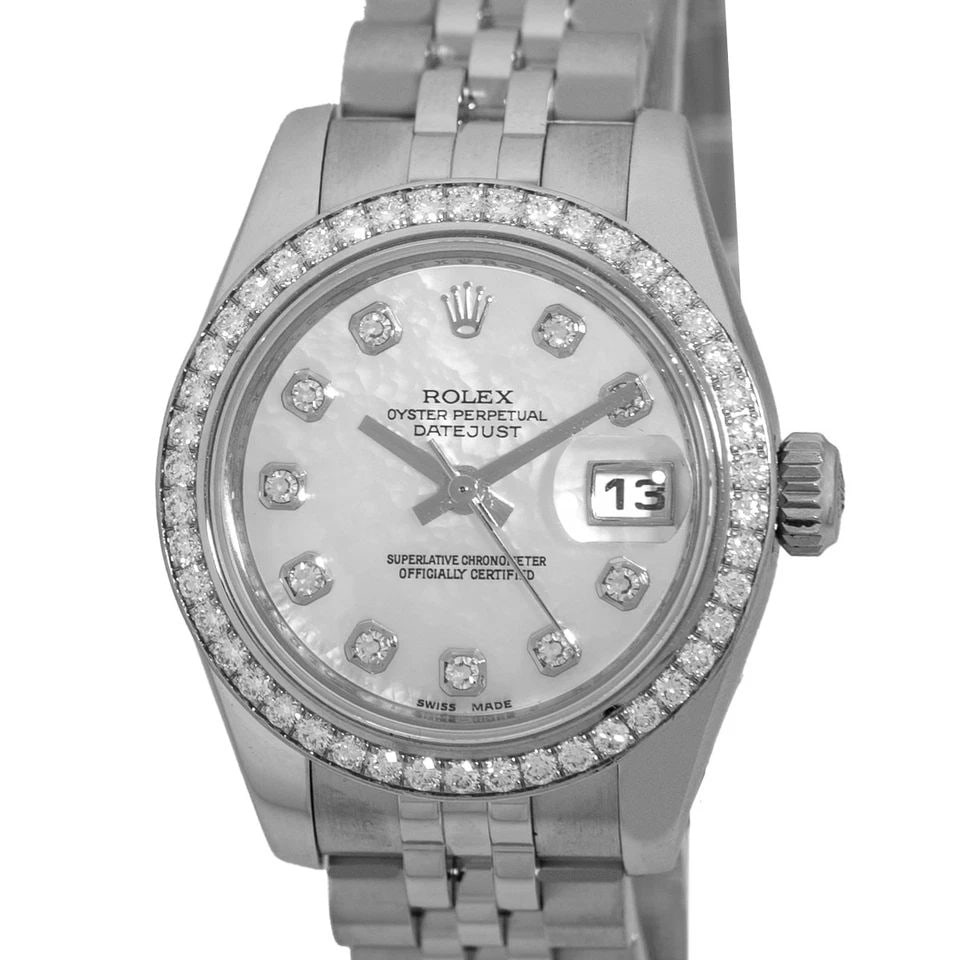 ROLEX STAINLESS STEEL 26MM ROLEX DIAMOND DATEJUST 179384 BOX WARRANTY: ROLEX STAINLESS STEEL 26MM ROLEX DIAMOND DATEJUST 179384 BOX WARRANTY BRAND: Rolex Model: Diamond Datejust Reference No: 179384 Case Measurements: Case Diameter: 26mm Case Thickness: 10.5mm Water Resi