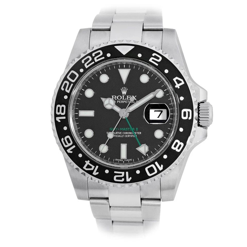 ROLEX STAINLESS STEEL 40MM GMT MASTER II 116710LN BOX WARRANTY 2010 MINTY: ROLEX STAINLESS STEEL 40MM GMT MASTER II 116710LN BOX WARRANTY 2007 MINTY ROLEX Stainless Steel 40mm GMT Master II 116710LN Box Warranty MINTY Pre-Owned Gent's Stainless Steel 40mm Rolex "GMT Master I