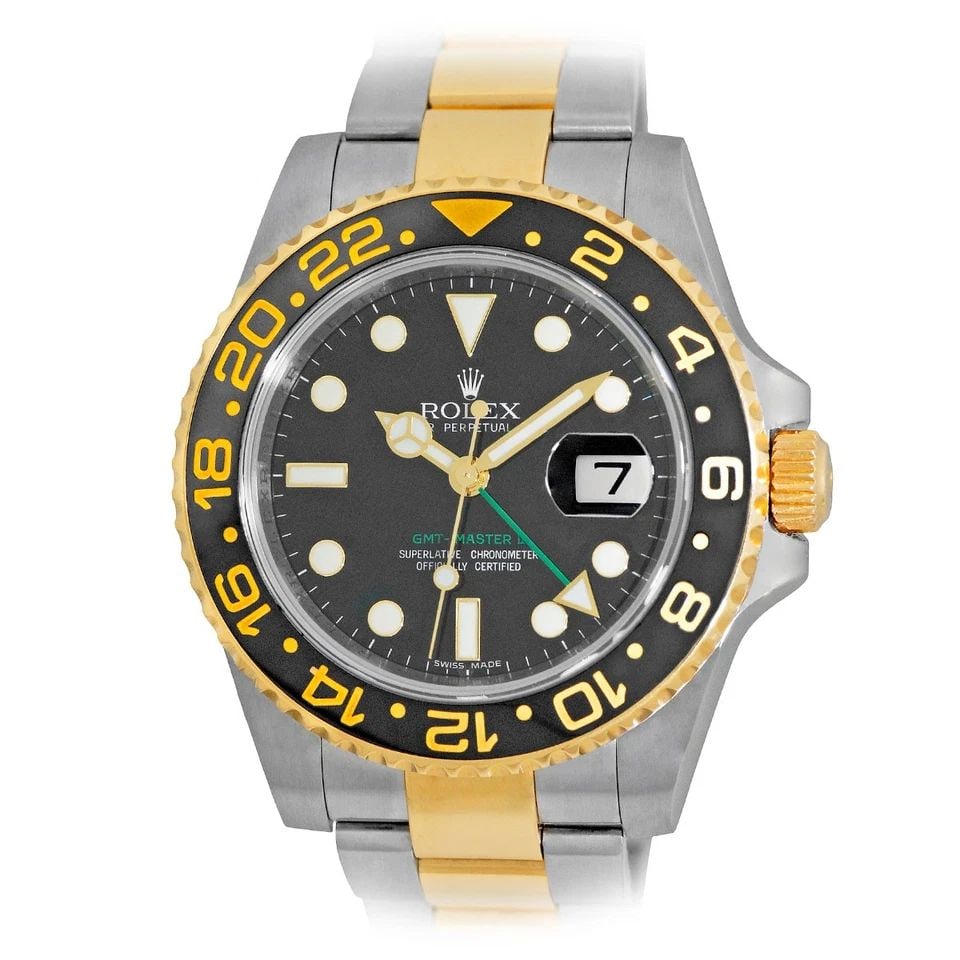 ROLEX STAINLESS STEEL & 18K YELLOW GOLD 40MM GMT MASTER II 116713 WARRANTY BOX: ROLEX STAINLESS STEEL & 18K YELLOW GOLD 40MM GMT MASTER II 116713 WARRANTY BOX BRAND: Rolex Model: GMT-Master II Reference No: 116713 Case Measurements: Case Diameter: 40mm Case Thickness: 12mm Water 