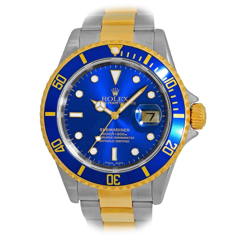 ROLEX STEEL & 18K YELLOW GOLD 40MM SUBMARINER 16613 BOX 2005 WARRANTY MINTY: ROLEX STEEL & 18K YELLOW GOLD 40MM SUBMARINER 16613 BOX 2005 WARRANTY MINTY ROLEX Stainless Steel & 18K Yellow Gold 40mm Submariner Blue 16613 Box Warranty Pre-Owned Gent's Stainless Steel & 18K Yello
