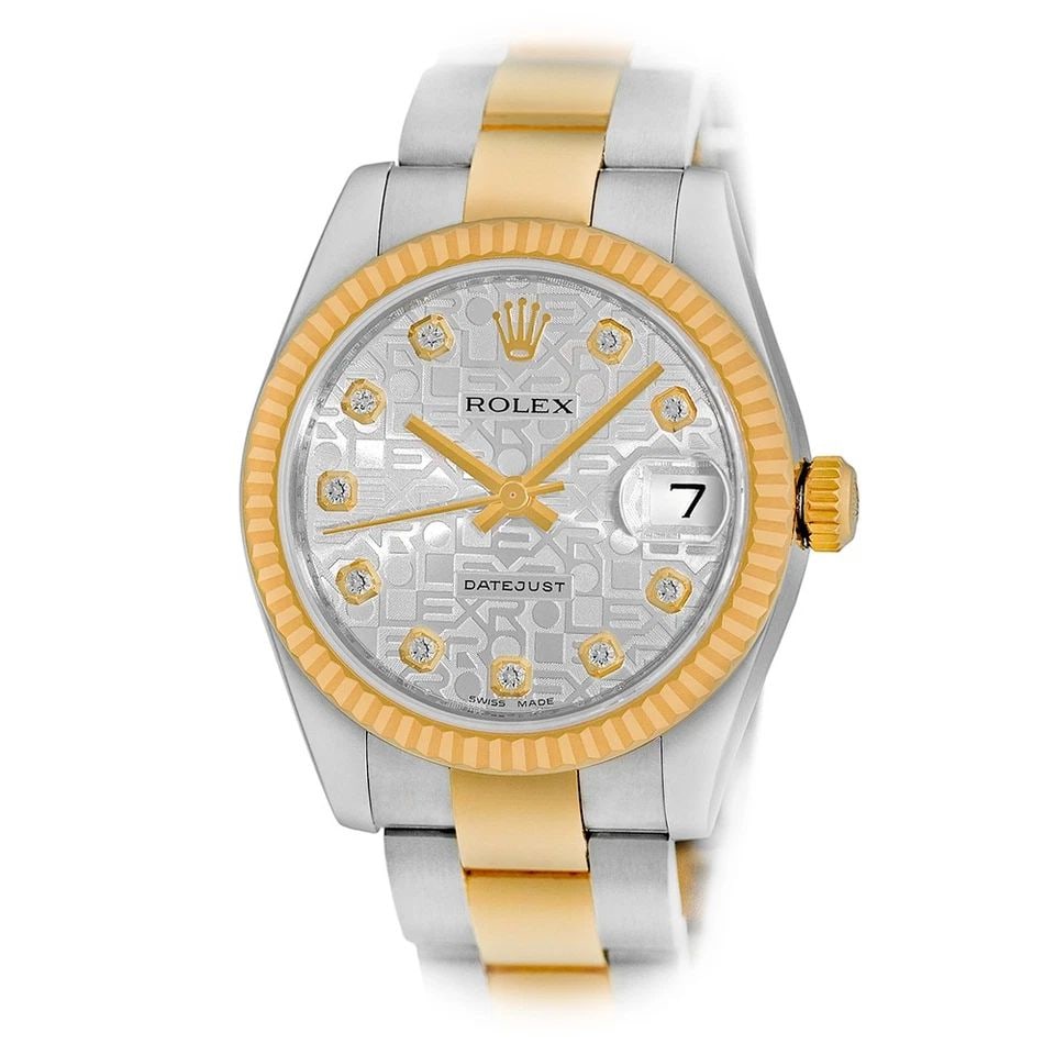 ROLEX STAINLESS STEEL & 18K YELLOW GOLD 31MM DATEJUST 178273 BOX WARRANTY: ROLEX STAINLESS STEEL & 18K YELLOW GOLD 31MM DATEJUST 178273 BOX WARRANTY BRAND: Rolex Model: Datejust Reference No: 178273 Case Measurements: Case Diameter: 31mm Case Thickness: 10.5mm Circa: G Seria