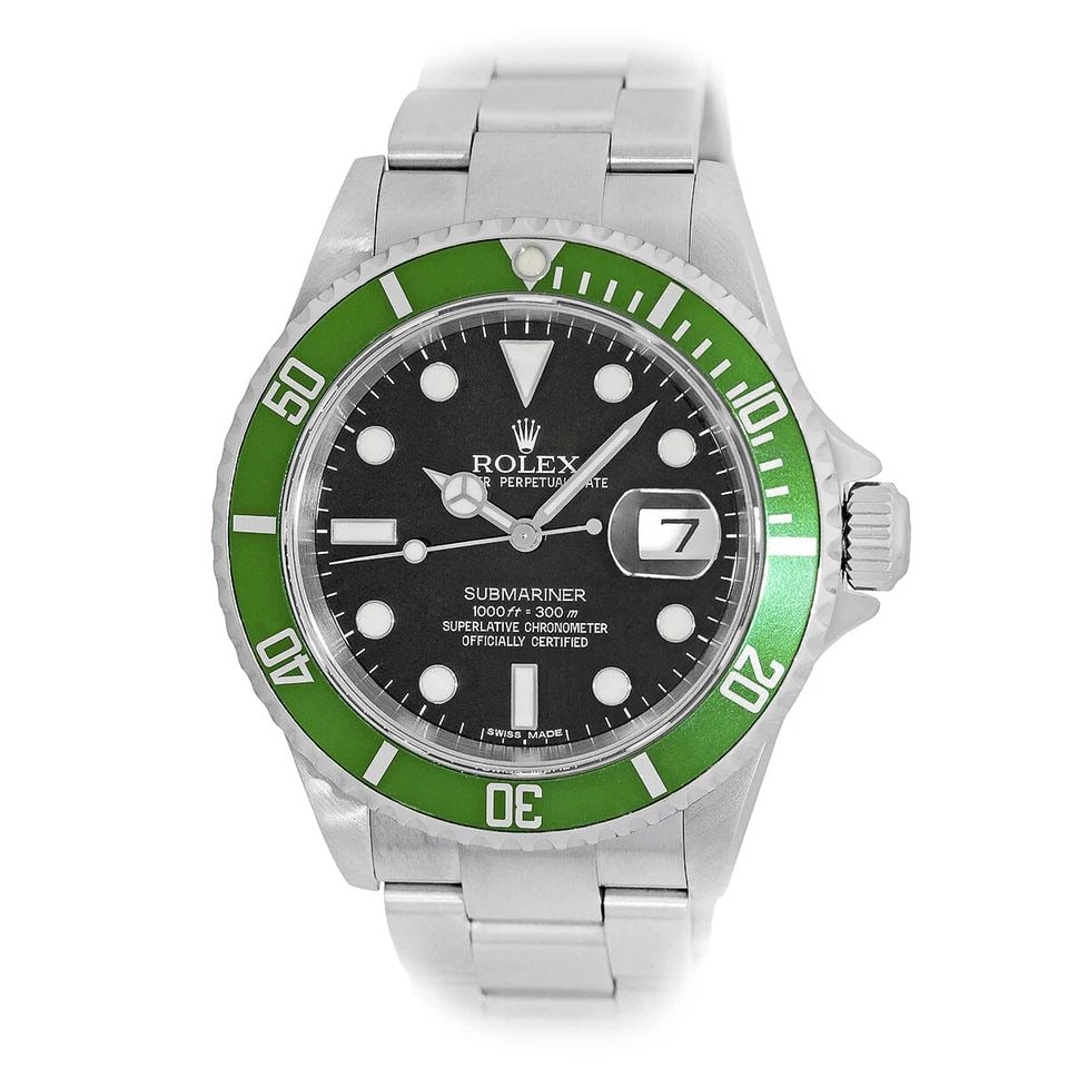 ROLEX STAINLESS STEEL 40MM SUBMARINER GREEN BEZEL 16610V WARRANTY MINTY: ROLEX STAINLESS STEEL 40MM SUBMARINER DATE GREEN BEZEL 16610V WARRANTY MINTY ROLEX Stainless Steel 40mm Submariner Date Green Bezel 16610V Box Warranty MINTY Pre-Owned Gent's Stainless Steel 40mm Role