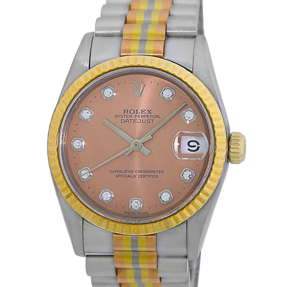 ROLEX 18K YELLOW WHITE ROSE GOLD 31MM TRIDOR PRESIDENT 68279B BOX WARRANTY MINTY: ROLEX 18K YELLOW WHITE ROSE GOLD 31MM TRIDOR PRESIDENT 68279B BOX WARRANTY MINTY Pre-Owned ROLEX 18K Yellow, White Rose Gold 31mm Tridor President Datejust # 68279B Warranty Pre-Owned Midsize Rolex 18
