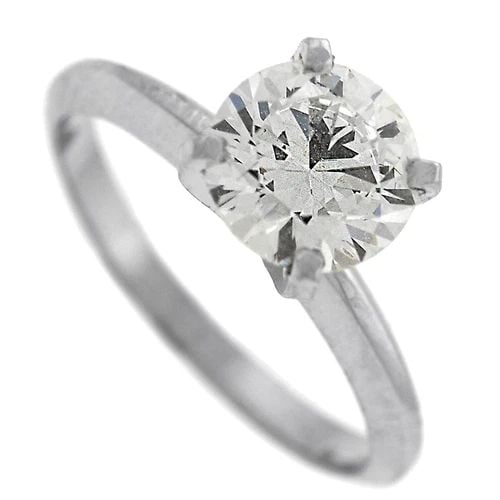 14K WHITE GOLD 1.55 CT ROUND BRILLIANT CUT DIAMOND RING GIA CERTIFIED G, SI-1 - 2