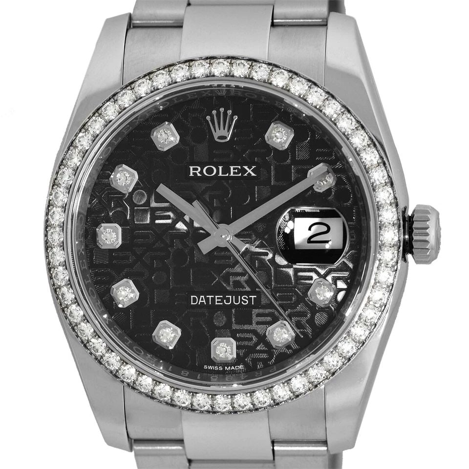 ROLEX STAINLESS STEEL 36MM FACTORY DIAMOND 116244 DATEJUST BOX WARRANTY MINTY: ROLEX STAINLESS STEEL 36MM FACTORY DIAMOND 116244 DATEJUST BOX WARRANTY MINTY ROLEX Stainless Steel 36mm Factory Diamond Oyster Datejust 116244 Certified Pre-Owned Gent's Stainless Steel 36mm Rolex Fa