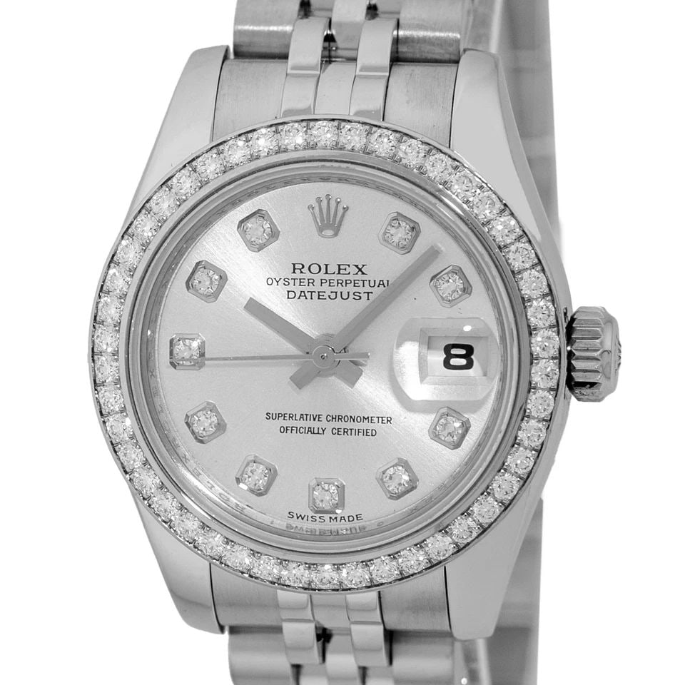 ROLEX STAINLESS STEEL 26MM ROLEX DIAMOND DATEJUST 179384 BOX WARRANTY: ROLEX STAINLESS STEEL 26MM ROLEX DIAMOND DATEJUST 179384 BOX WARRANTY BRAND: Rolex Model: Diamond Datejust Reference No: 179384 Case Measurements: Case Diameter: 26mm Water Resistance: 100m / 330ft Po