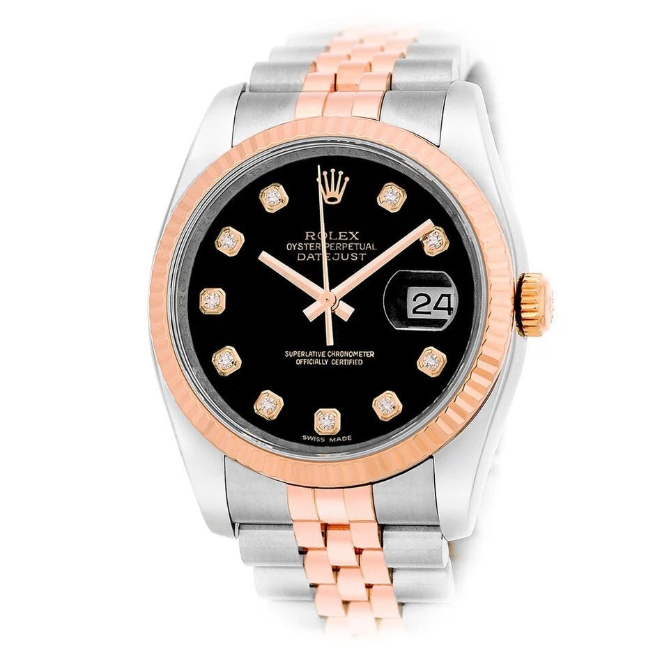ROLEX STEEL & 18K ROSE GOLD 36MM DATEJUST 116231 BOX WARRANTY MINTY: ROLEX STEEL & 18K ROSE GOLD 36MM DATEJUST 116231 BOX WARRANTY MINTY ROLEX Stainless Steel & 18K Rose Gold 36mm Datejust 116231 Pre-Owned Gent's Stainless Steel & 18K Rose Gold 36mm Rolex "Datejust" Br