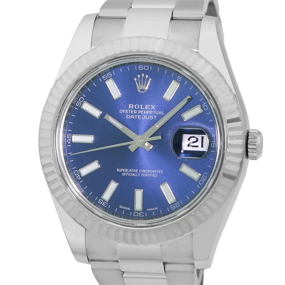 ROLEX STAINLESS STEEL 41MM DATEJUST II BLUE DIAL 116334 WARRANTY BOX MINTY: ROLEX STAINLESS STEEL 41MM DATEJUST II BLUE DIAL 116334 WARRANTY BOX MINTY ROLEX Stainless Steel 41mm Datejust II Blue Dial 116334 Warranty Box MINTY Gent's Stainless Steel 41mm Rolex "Datejust II". B
