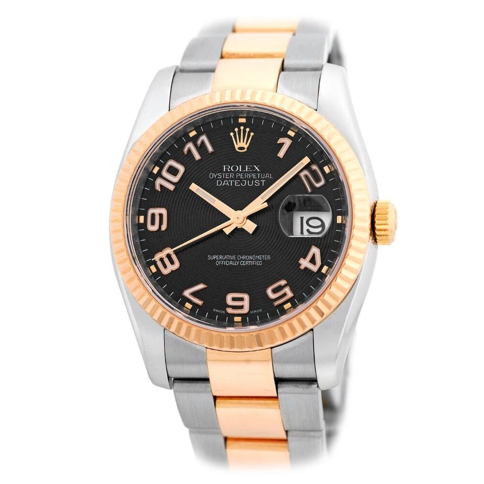 ROLEX STAINLESS STEEL & 18K ROSE GOLD 36MM DATEJUST 116231 BOX WARRANTY: ROLEX STAINLESS & 18K ROSE GOLD 36MM DATEJUST 116231 BOX WARRANTY Pre-Owned Gent's Stainless Steel & 18K Rose Gold 36mm Rolex "Datejust" box warranty Gent's Stainless Steel & 18K Rose Gold 36mm Rolex 