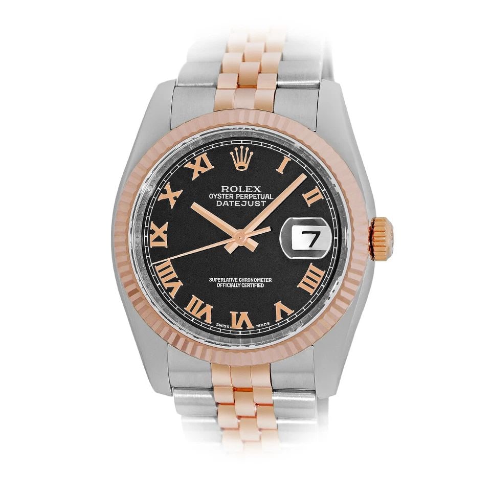 ROLEX STAINLESS STEEL & 18K ROSE GOLD 36MM DATEJUST 116231 BOX WARRANTY: ROLEX STAINLESS STEEL & 18K ROSE GOLD 36MM DATEJUST 116231 BOX WARRANTY ROLEX Stainless Steel & 18K Rose Gold 36mm Datejust 116231 box warranty Pre-Owned Gent's Stainless Steel & 18K Rose Gold Rolex "