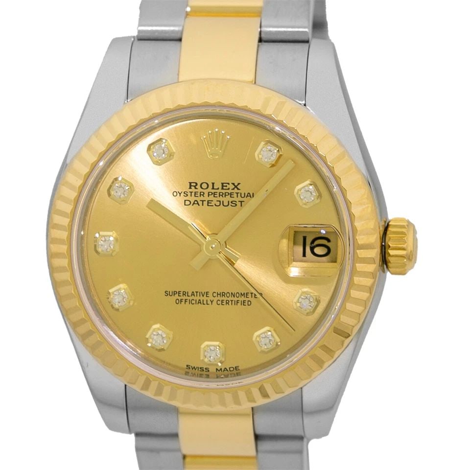 ROLEX MIDSIZE 31MM STAINLESS & 18K YELLOW GOLD DIAMOND DATEJUST 178273 BOX MINTY: ROLEX MIDSIZE 31MM STAINLESS & 18K YELLOW GOLD DIAMOND DATEJUST 178273 BOX MINTY ROLEX Midsize Stainless & 18K Yellow Gold 31mm Datejust 178273 Box MINTY Preowned Midsize Stainless Steel & 18K Rose Go